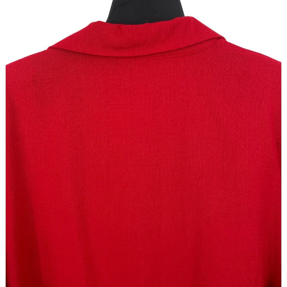 Roamans Red Blazer Jacket Women Size 20W Single Button Front Long Sleeve Pockets - Picture 5 of 9